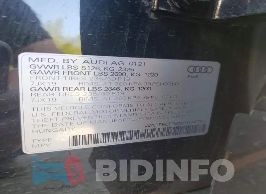 WA1EECF36M1076763 Photo# 13