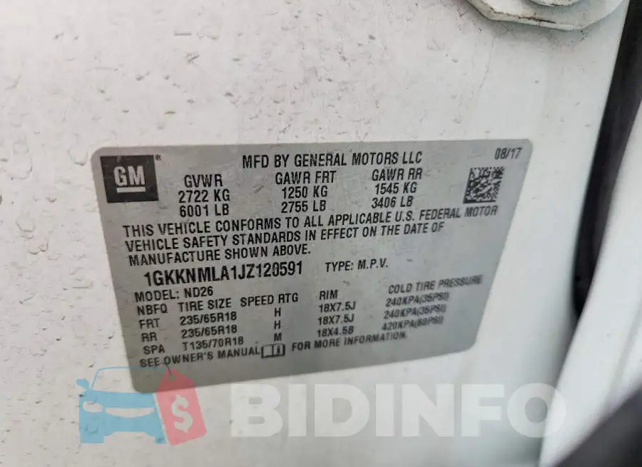 1GKKNMLA1JZ120591 Photo# 12