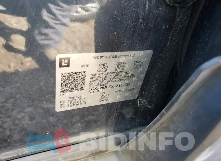1GKKNULSXKZ143734 Photo# 13