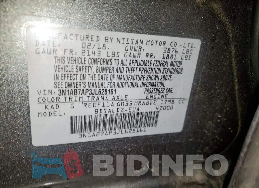 3N1AB7AP3JL628161 Photo# 13