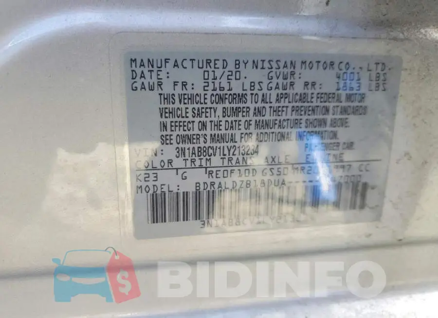 3N1AB8CV1LY213234 Photo# 12