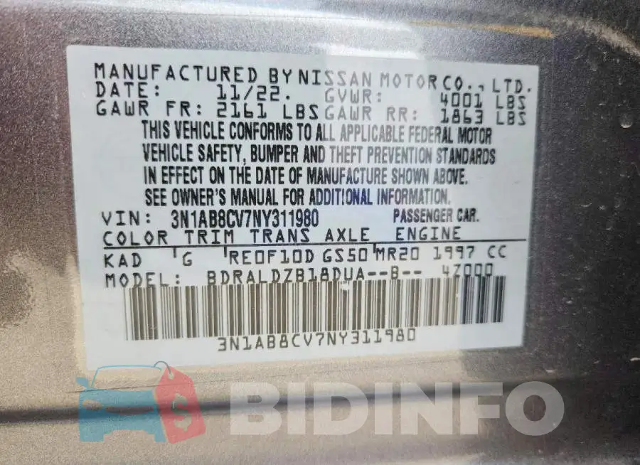 3N1AB8CV7NY311980 Photo# 13