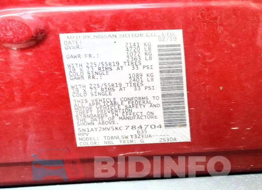 5N1AT2MV5KC784704 Photo# 13