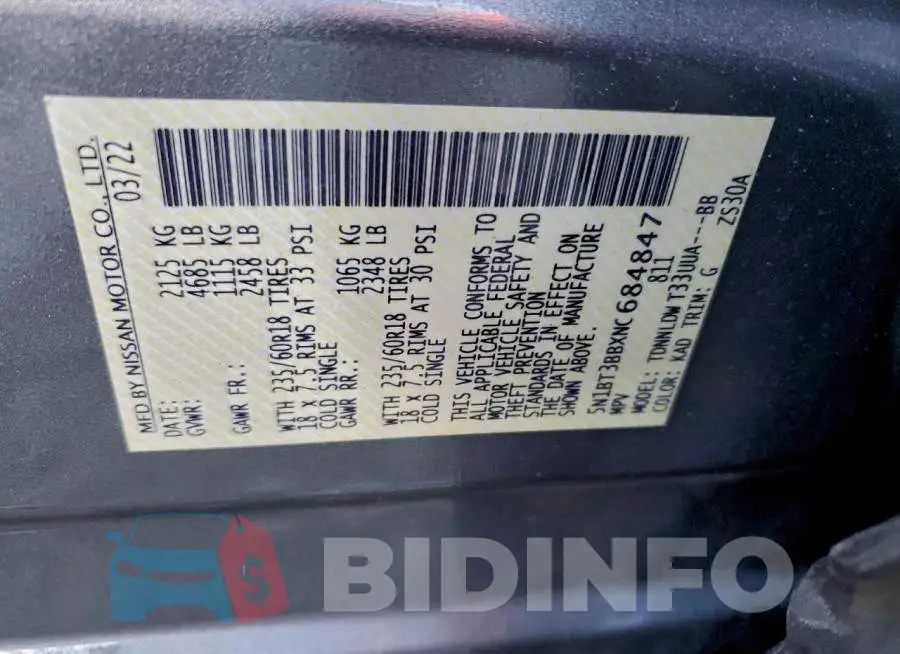 5N1BT3BBXNC684847 Photo# 13