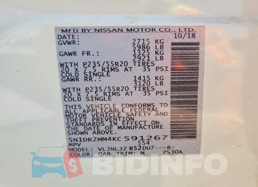 5N1DR2MM4KC591267 Photo# 13