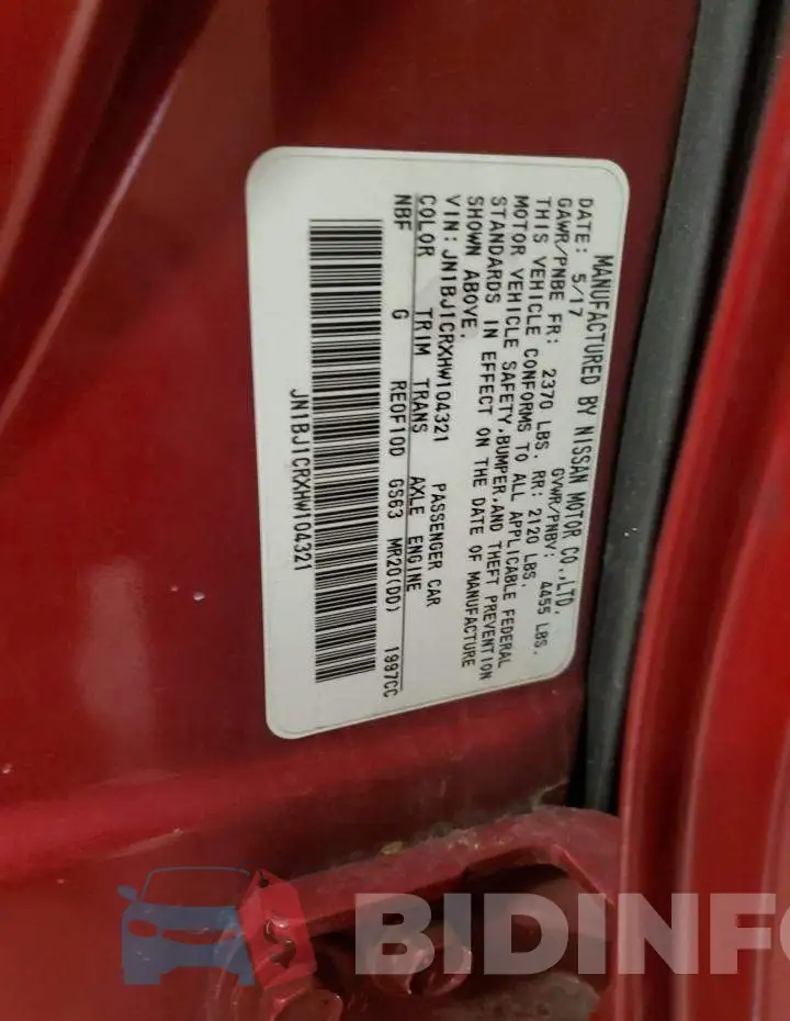 JN1BJ1CRXHW104321 Photo# 13