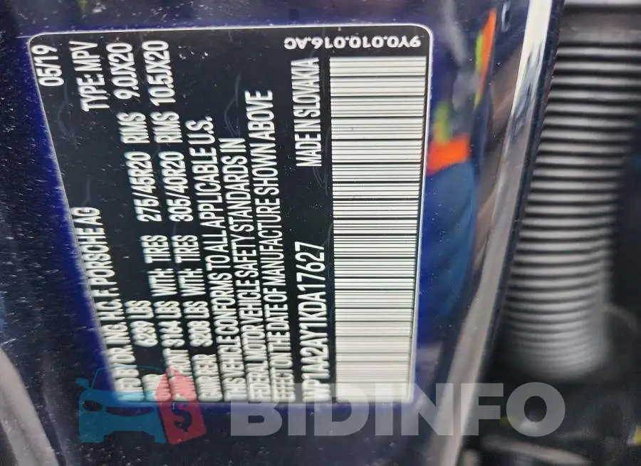 WP1AA2AY1KDA17627 Photo# 14