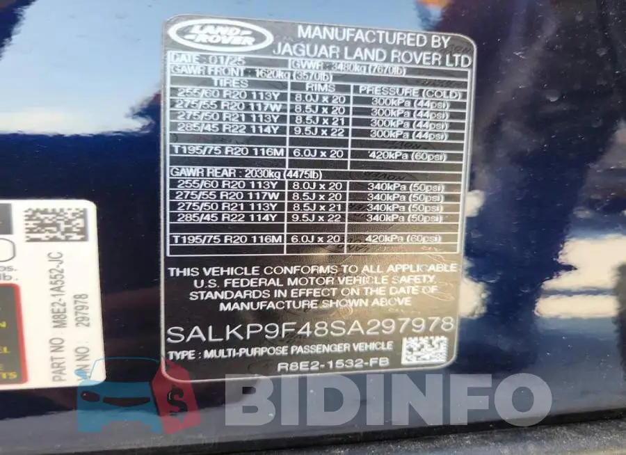 SALKP9F48SA297978 Photo# 14