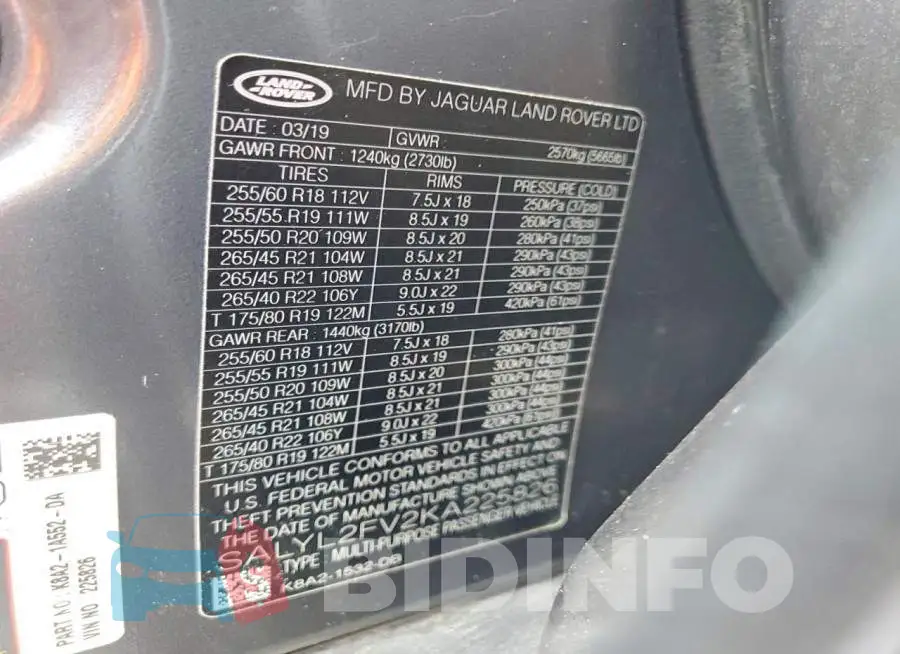 SALYL2FV2KA225826 Photo# 13
