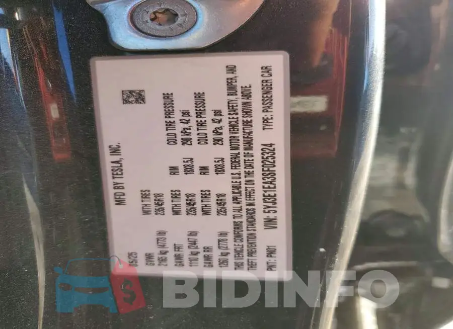 5YJ3E1EA3SF025324 Photo# 13