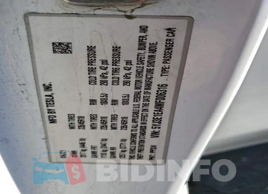 5YJ3E1EA4MF006316 Photo# 12