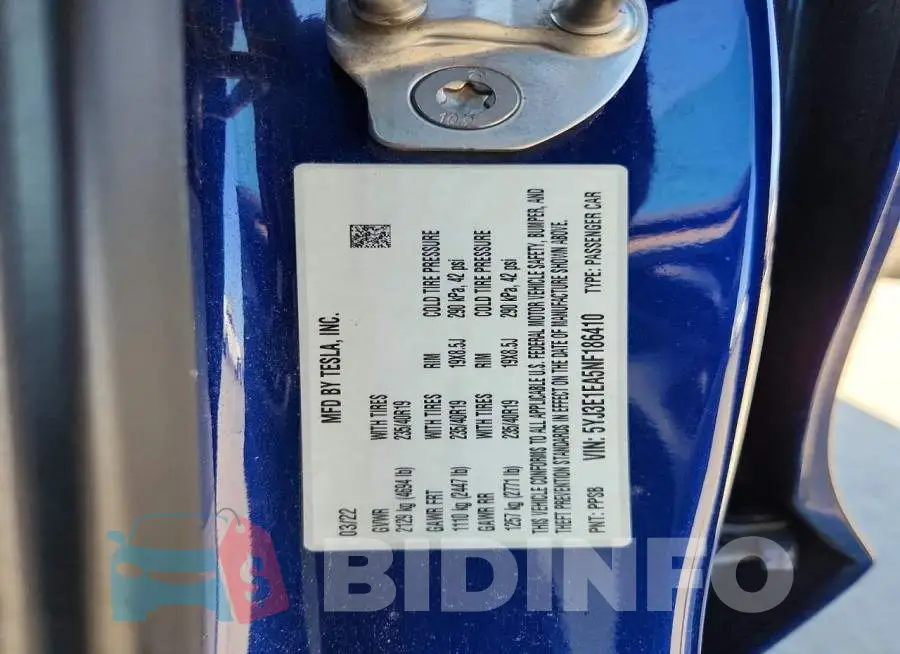 5YJ3E1EA5NF186410 Photo# 12