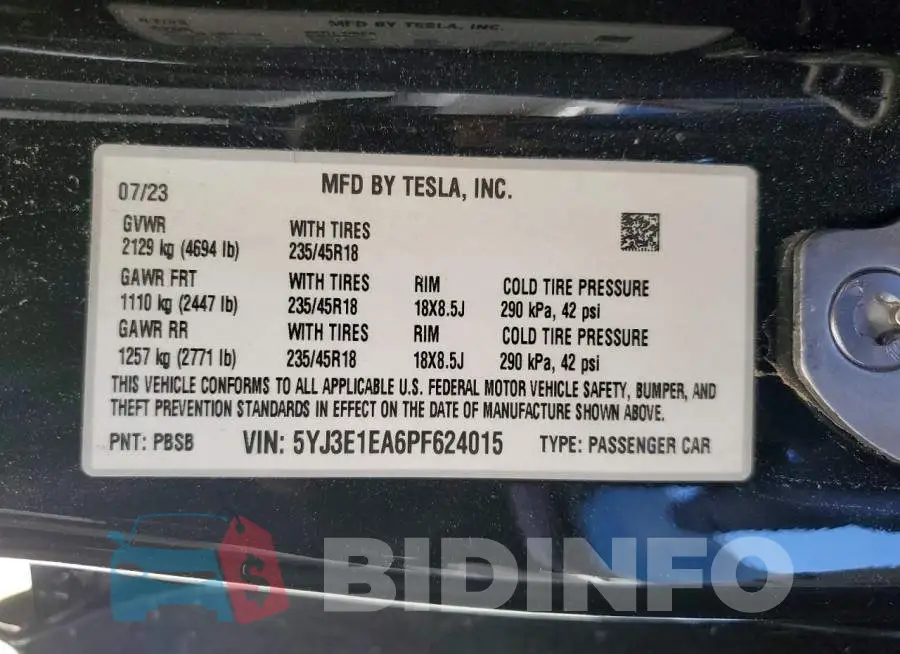 5YJ3E1EA6PF624015 Photo# 12