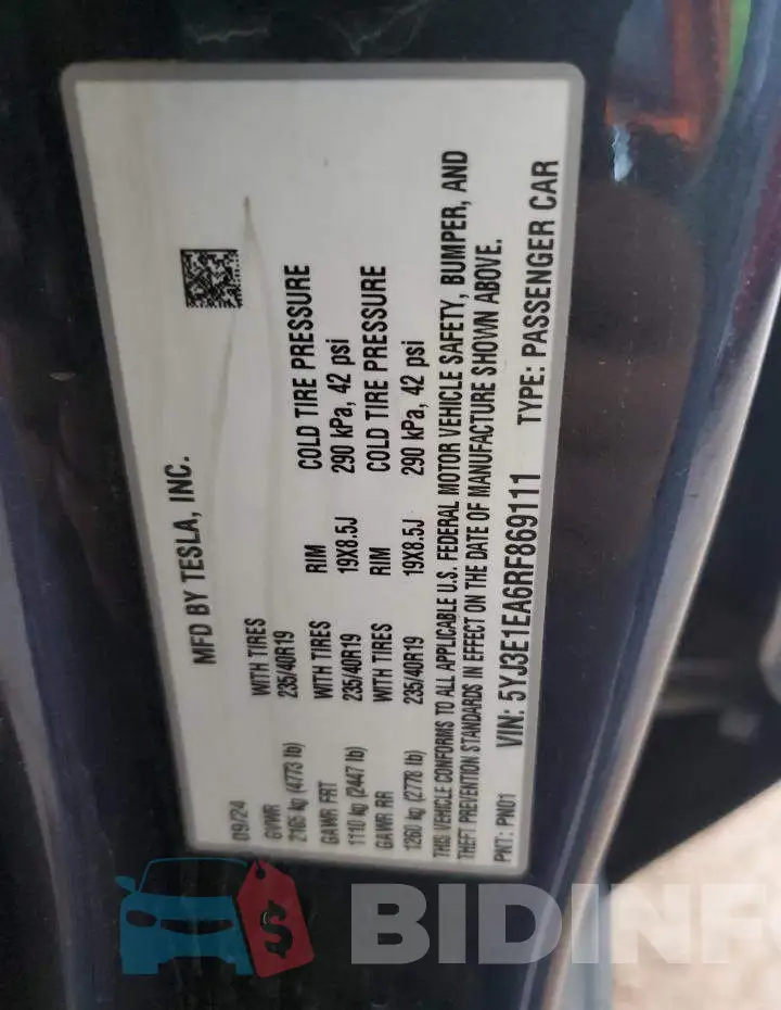 5YJ3E1EA6RF869111 Photo# 12
