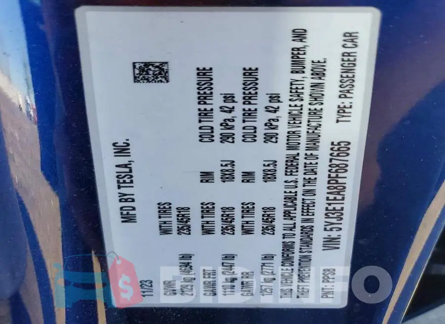 5YJ3E1EA8PF687665 Photo# 12