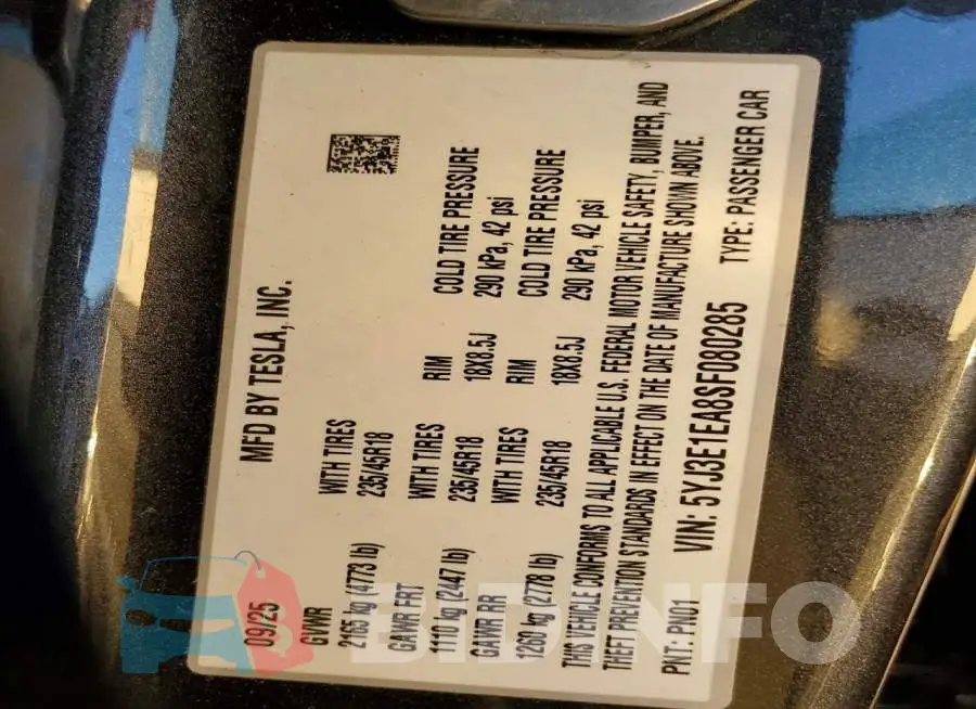 5YJ3E1EA8SF080285 Photo# 12