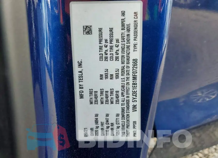 5YJ3E1EB1MF072668 Photo# 12