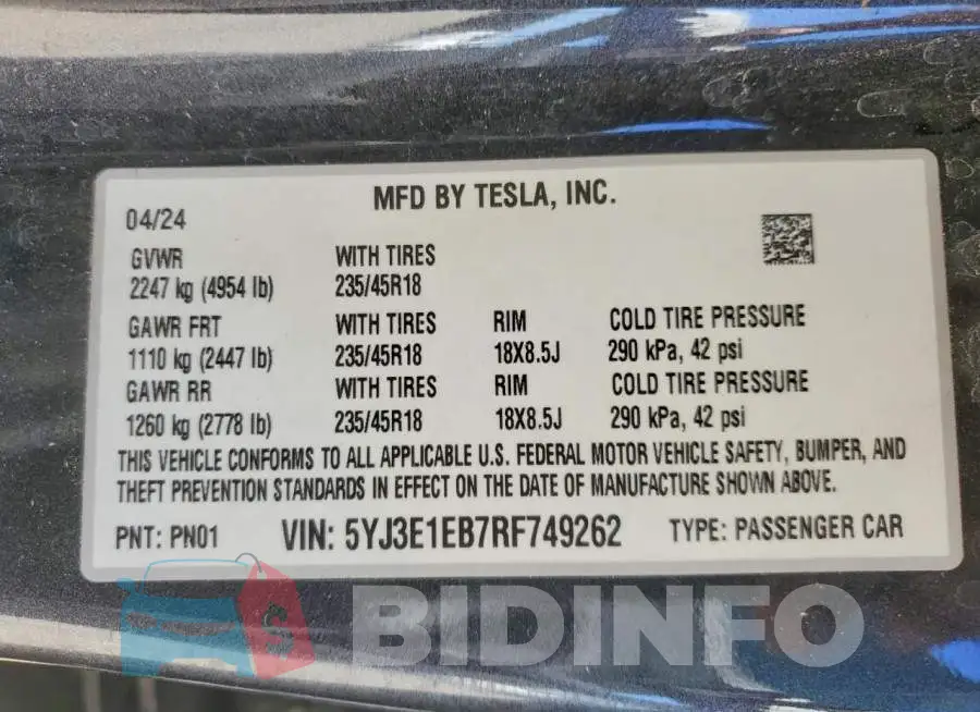 5YJ3E1EB7RF749262 Photo# 12