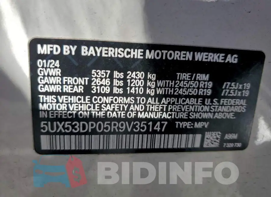 5UX53DP05R9V35147 Photo# 13