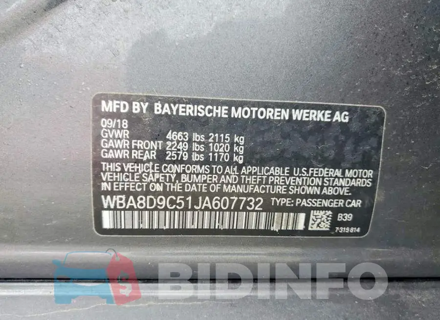 WBA8D9C51JA607732 Photo# 12