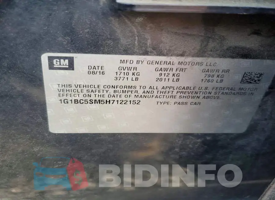 1G1BC5SM5H7122152 Photo# 12