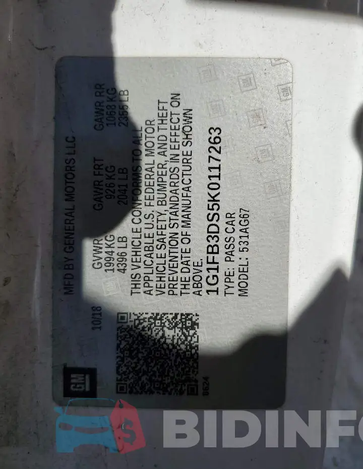 1G1FB3DS5K0117263 Photo# 12