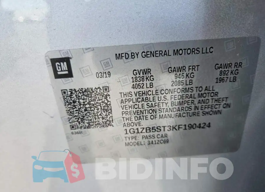 1G1ZB5ST3KF190424 Photo# 12