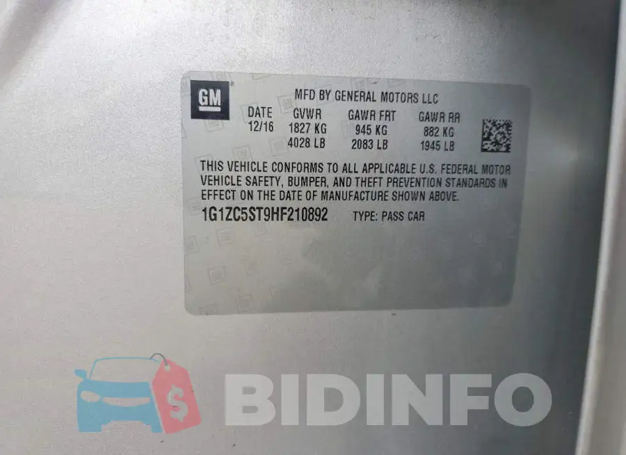 1G1ZC5ST9HF210892 Photo# 12