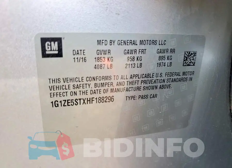 1G1ZE5STXHF188296 Photo# 12