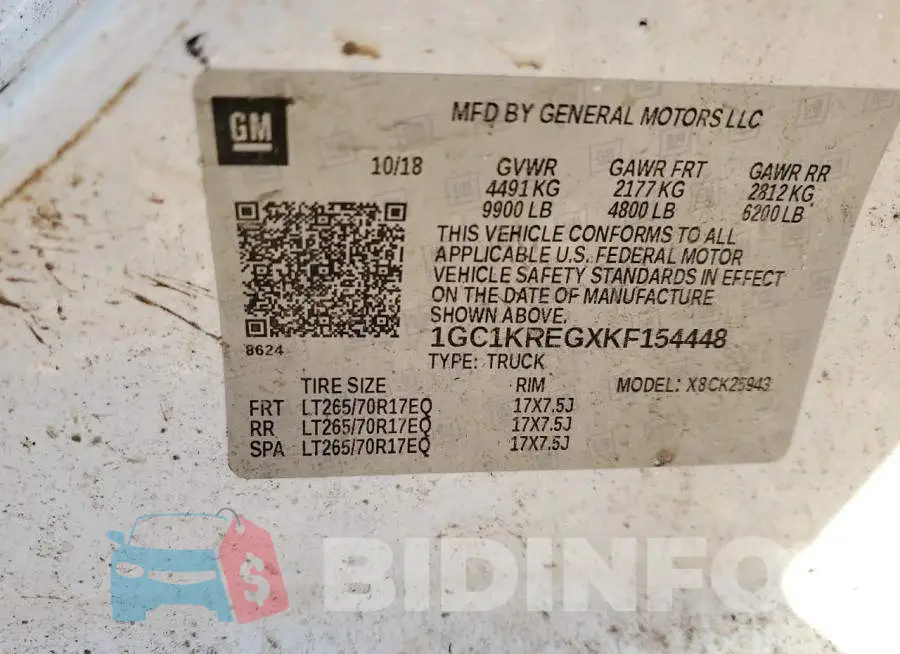 1GC1KREGXKF154448 Photo# 12