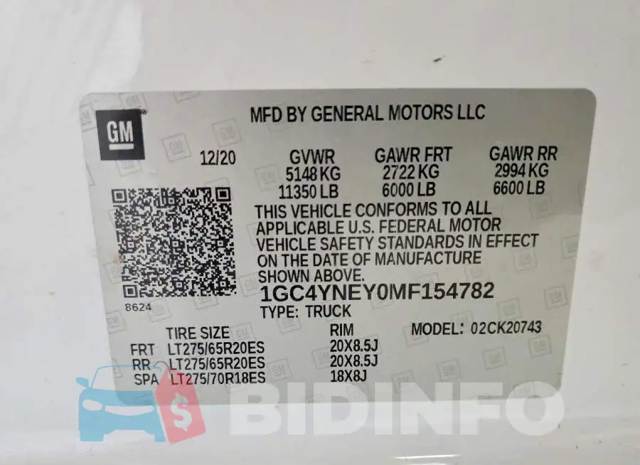 1GC4YNEY0MF154782 Photo# 12