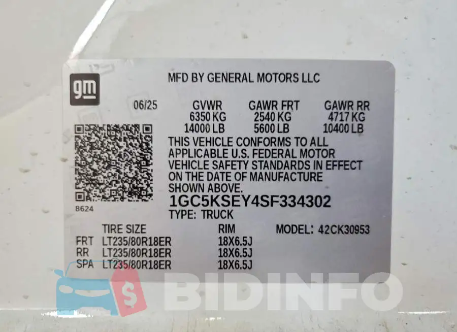 1GC5KSEY4SF334302 Photo# 12