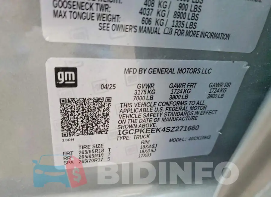 1GCPKEEK4SZ271660 Photo# 12