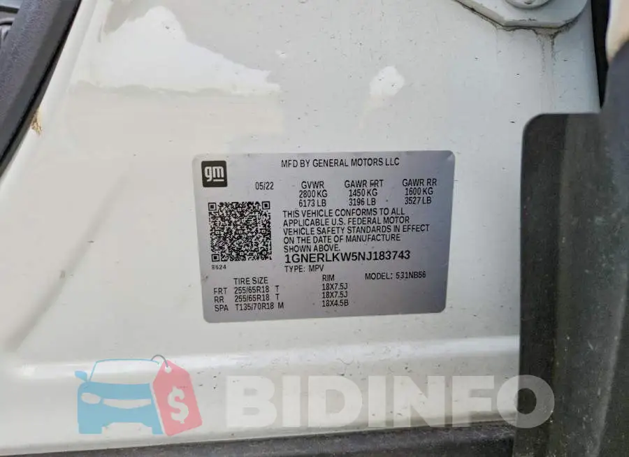 1GNERLKW5NJ183743 Photo# 13