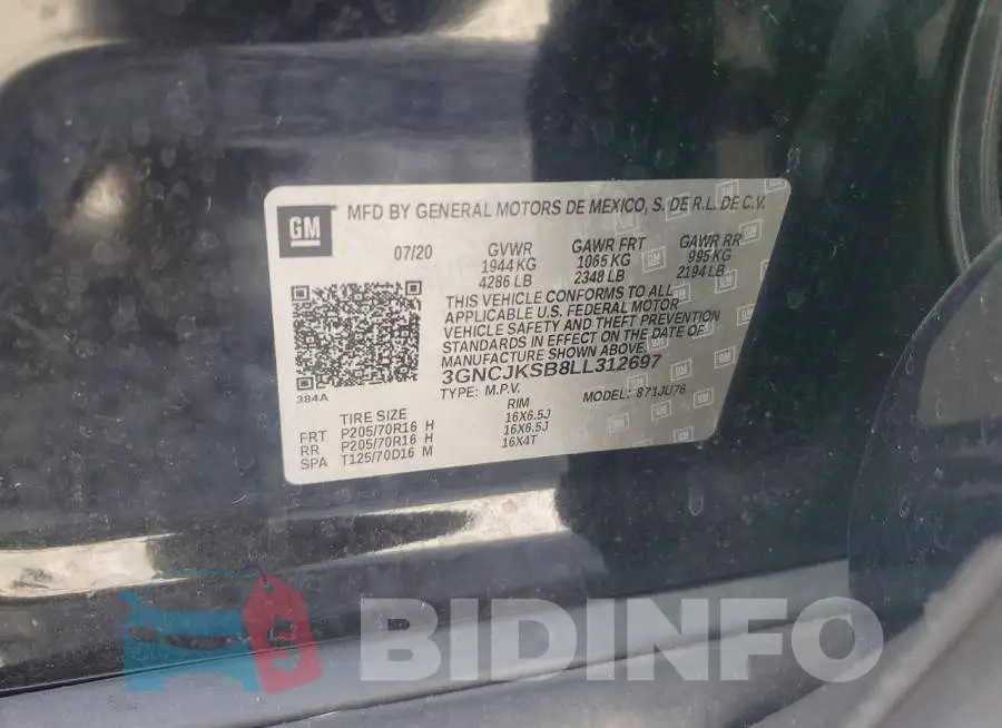 3GNCJKSB8LL312697 Photo# 12