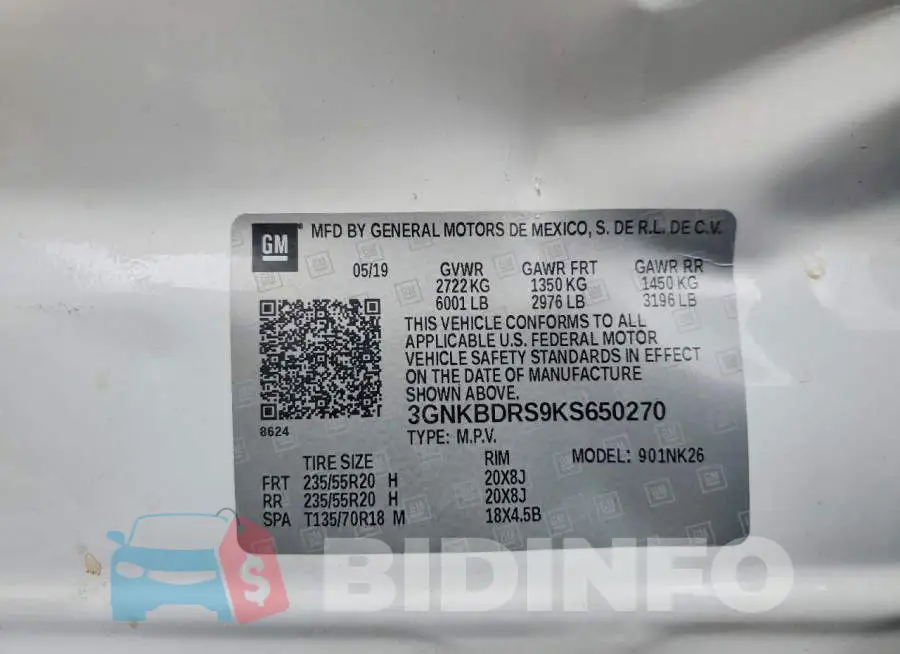3GNKBDRS9KS650270 Photo# 13