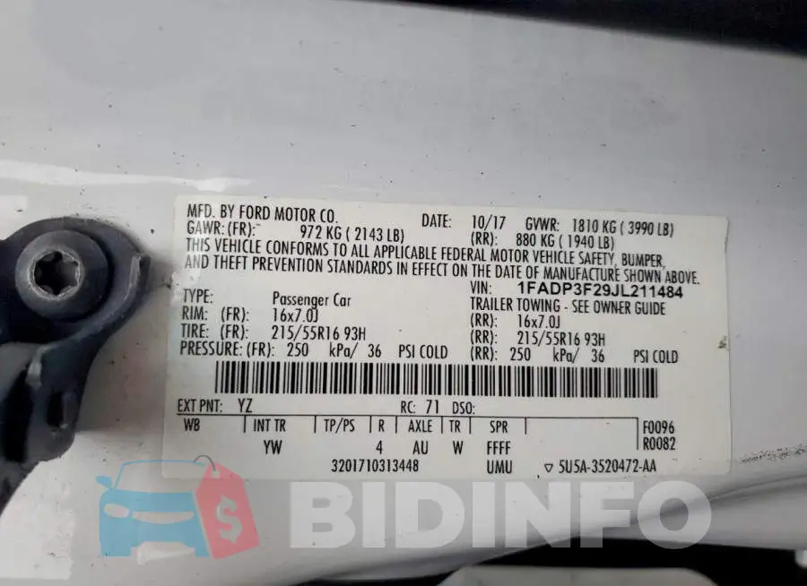 1FADP3F29JL211484 Photo# 12