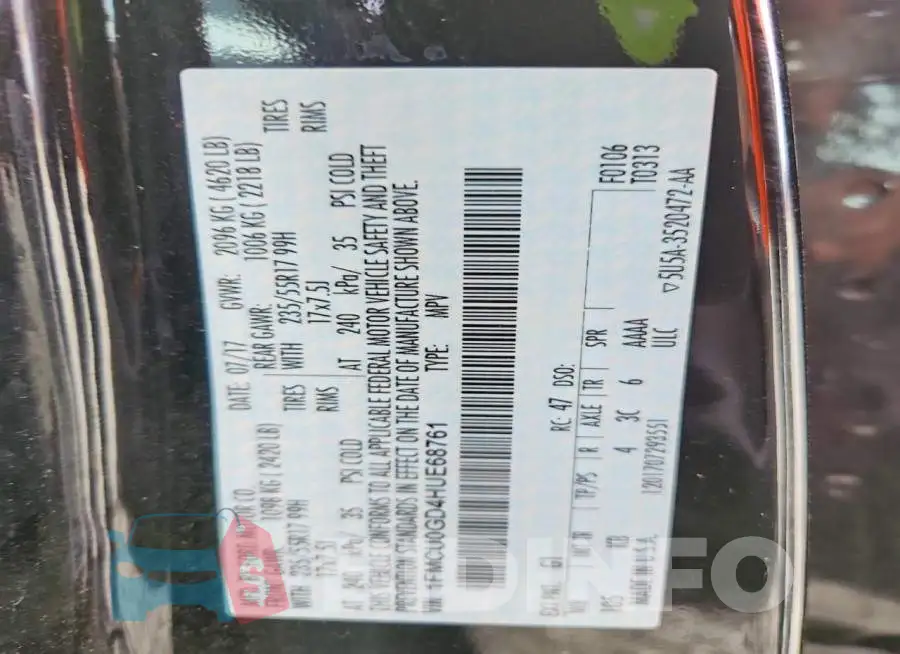 1FMCU0GD4HUE68761 Photo# 13