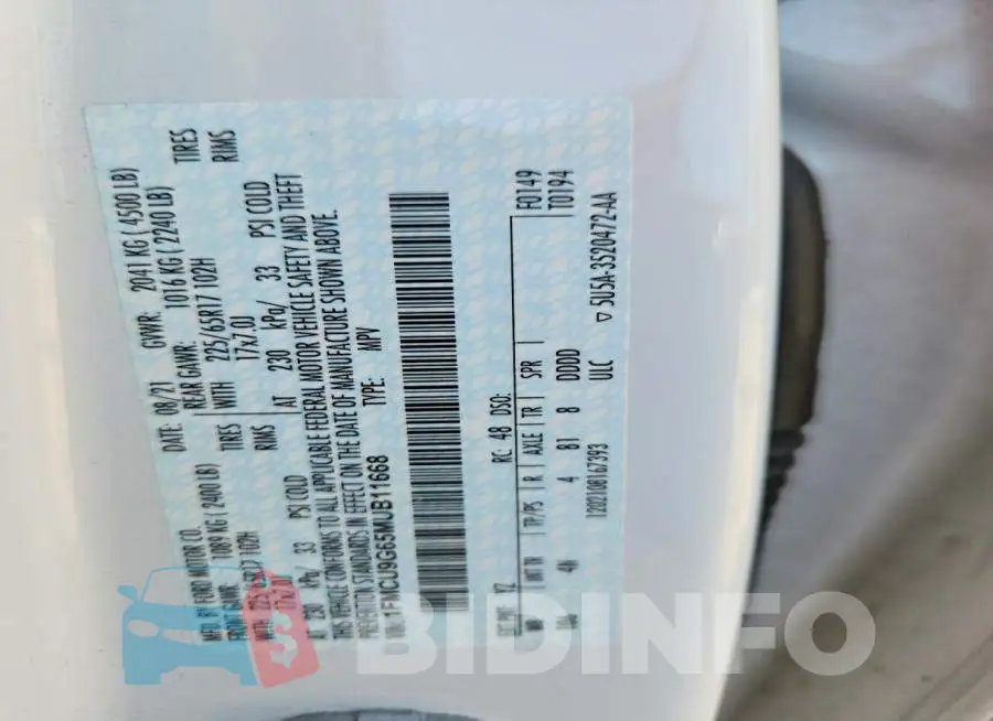 1FMCU9G65MUB11668 Photo# 14