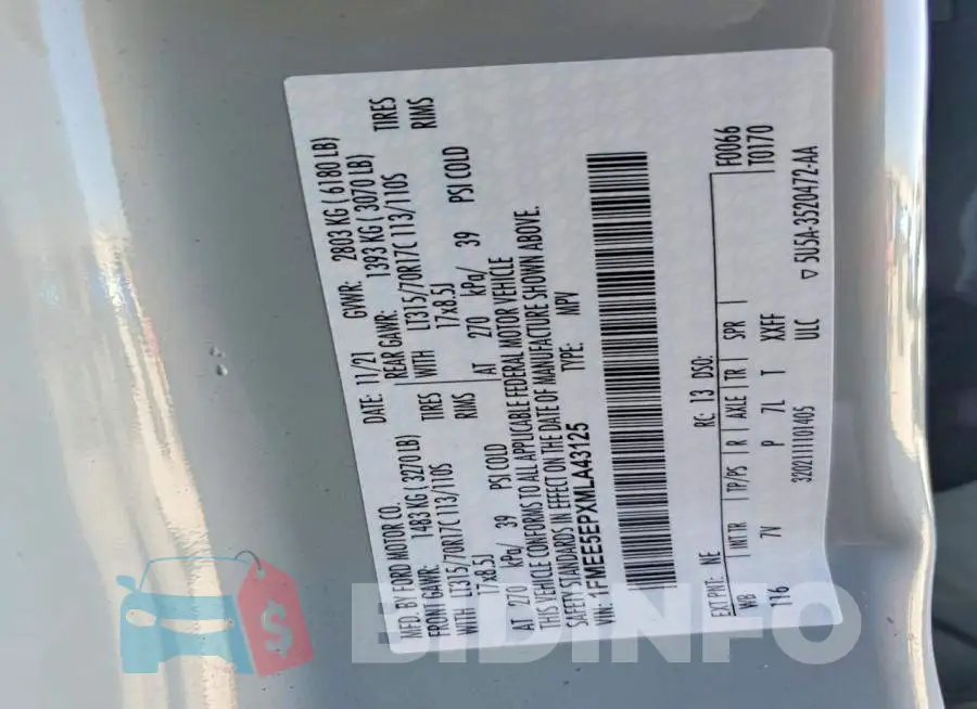 1FMEE5EPXMLA43125 Photo# 13