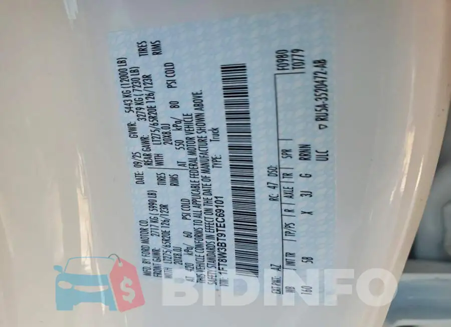 1FT8W3BT9TEC69101 Photo# 12