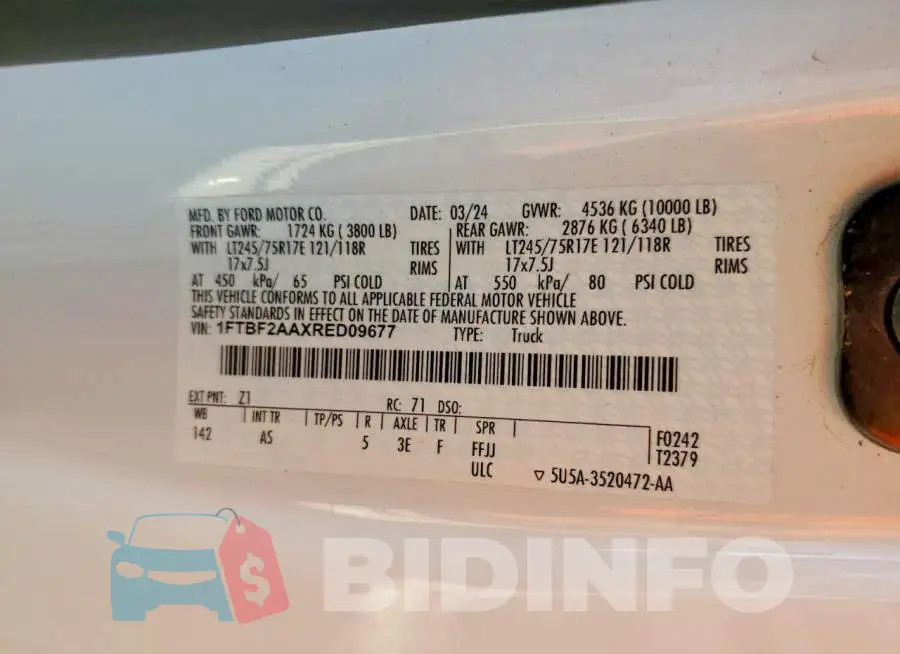 1FTBF2AAXRED09677 Photo# 13