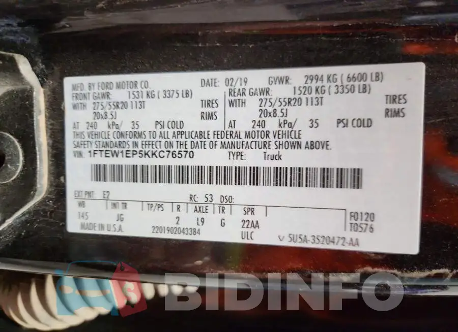 1FTEW1EP5KKC76570 Photo# 12