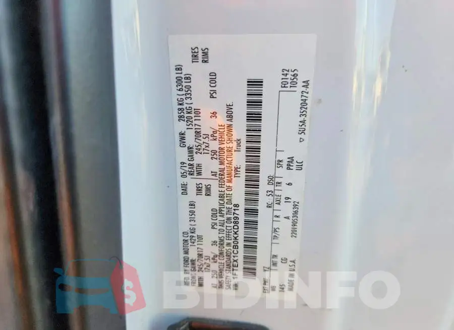 1FTEX1CB0KKD89718 Photo# 12
