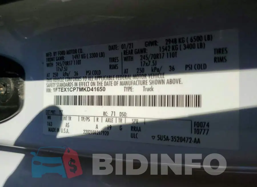 1FTEX1CP7MKD41650 Photo# 12