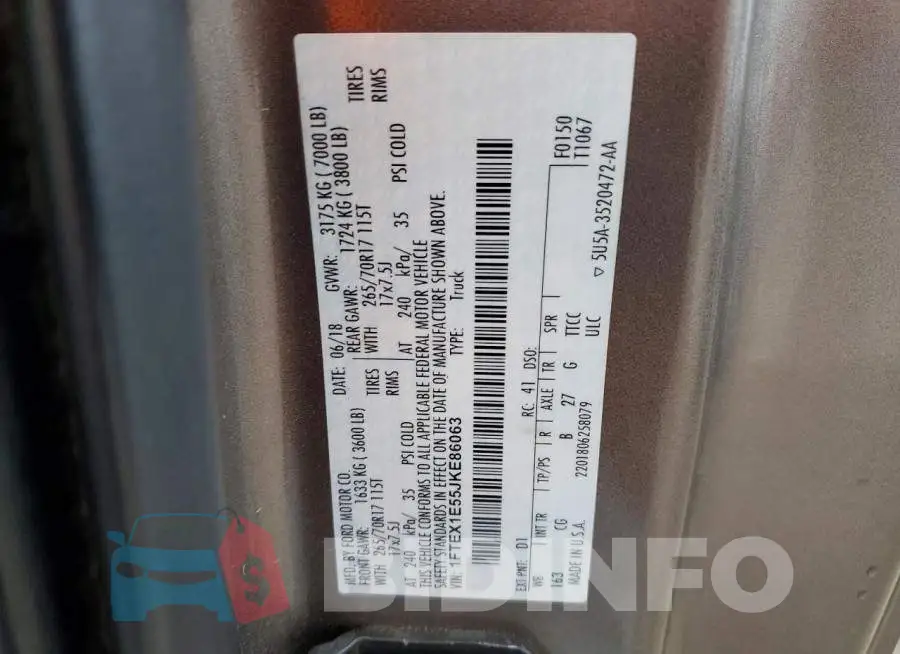 1FTEX1E55JKE86063 Photo# 12