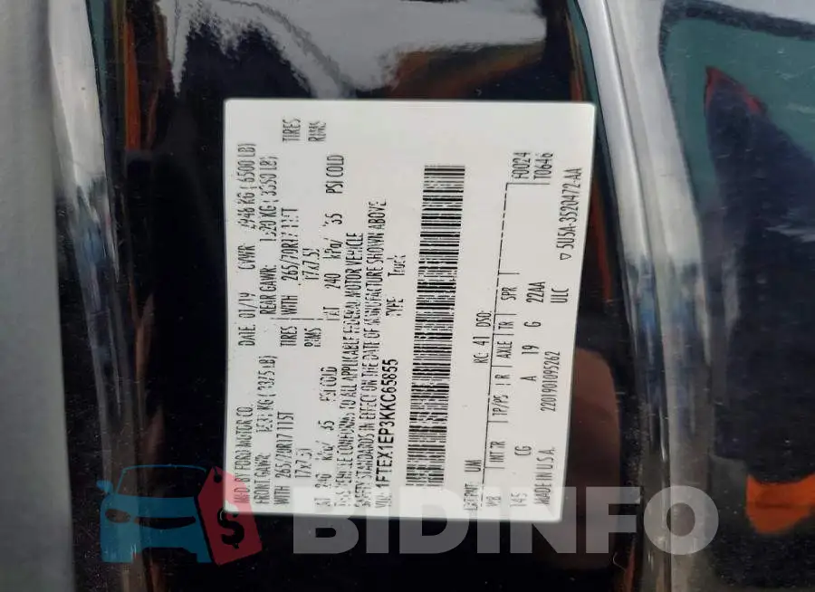 1FTEX1EP3KKC65855 Photo# 12