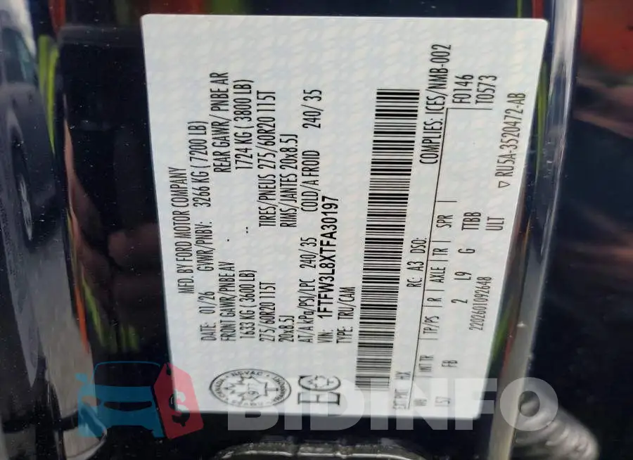 1FTFW3L8XTFA30197 Photo# 13