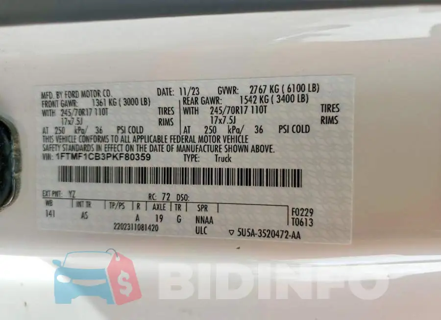 1FTMF1CB3PKF80359 Photo# 12