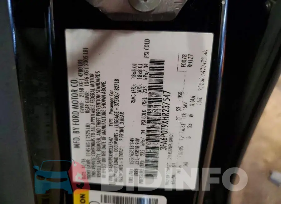 3FA6P0T9XHR237547 Photo# 12